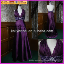 2014 novo vestido quente de moda vestido roxo com um cinto de cristal